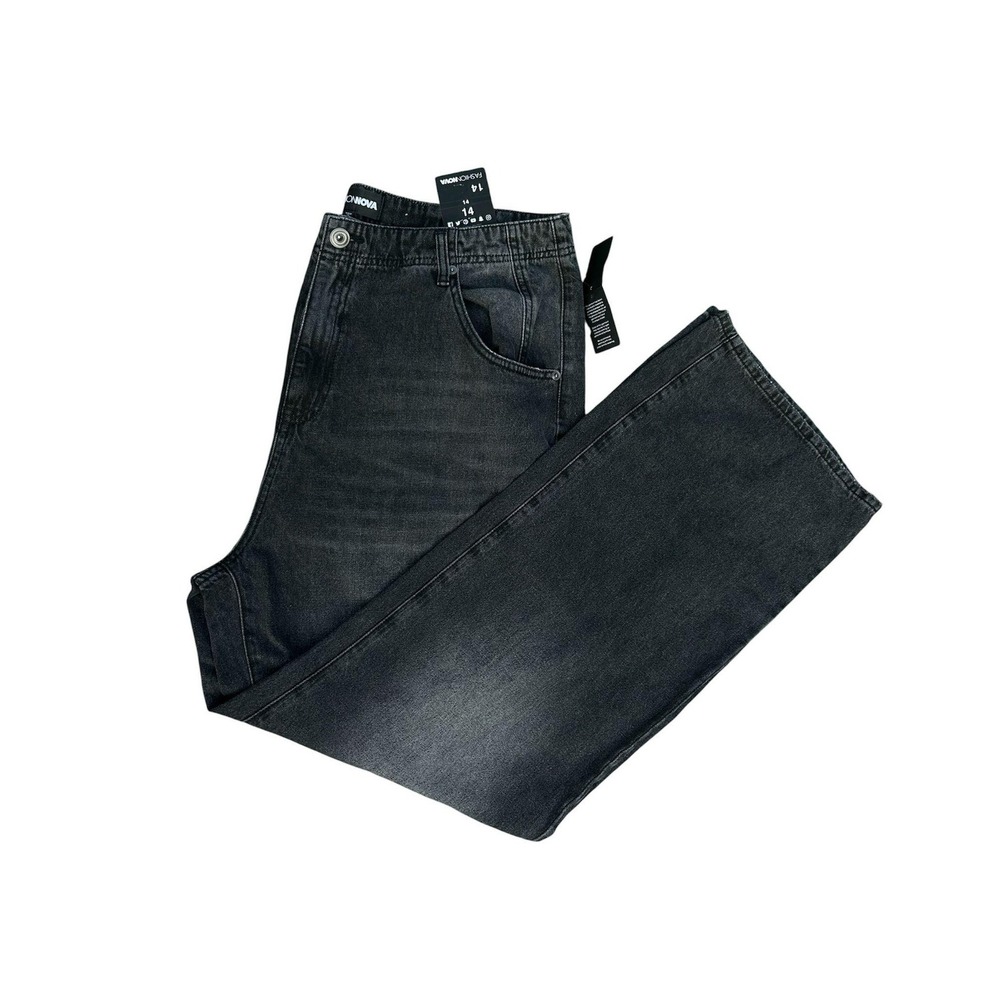 Fashion Nova The West End Drop Waist Baggy Jeans Black Wash Y2K Gorpcore Size 14